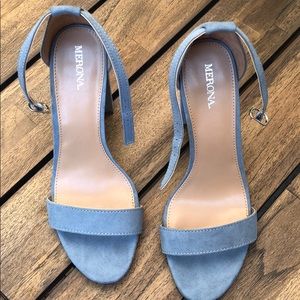 Merona light blue faux suede pumps w/ ankle strap